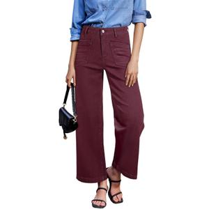 Sidefeel Women's Wide Leg Jeans High Waisted Stretchy Jeans Straight Leg Loose Fit Zimbaplatinum Ankle Denim Pants Size 4