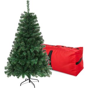 4FT Premium Christmas Tree, Small Spruce Artificial Holiday Xmas Tree with 450 PVC Branch Tips & Foldable Metal Stand for Home, Office, Party Decoration,Green