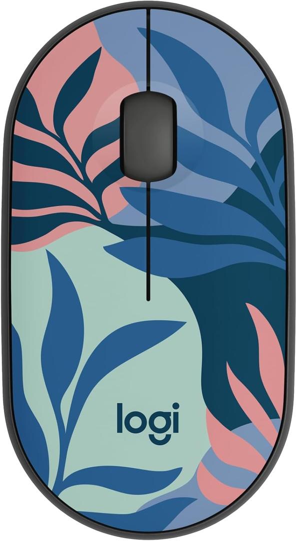 Logitech M340 Wireless Mouse with Limited Edition Prints, USB Receiver and Silent Clicks, Portable Wireless Mouse for Laptop, PC, Windows, Chrome, Surface  Floral Leaves