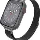 LELONG Slim Watch Band Compatible with Apple 38mm 40mm 41mm 42mm 44mm 45mm 49mm,Stainless Steel Replacement for iWatch Bands Series 9,Ultra 2,SE,Ultra 8 7 6 5 4 3 2 1(Black,45mm/44mm/42mm/49mm)