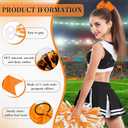 Hanaive 3 Pcs Cheerleading Pom Poms and Large Cheerleader Hair Bow Metallic Cheer supplies for Team Spirit Sports Dance Cheering(Orange Mixed White,Matte)