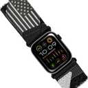 ULTIMAL Ultrawide for Apple Watch Band Ultra/Ultra2 49mm 46mm 45mm 44mm Ultra wide Sport Nylon Band for iWatch Series 10/9/8/7/6/5/4/SE/SE2 for Men Hollow Out Breathable watch band (Black USA Flag)