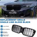 G01 G02 Grill - Black Kidney Grille Compatible With 2022-IN BMW X3 G01 X4 G02 ABS Double Slat Gloss Black Grille