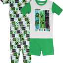 Minecraft Boys' 4-Piece Snug-fit Cotton Pajama Set, Soft & Cute for Kids (10, Beware Mobs)