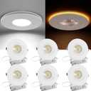 4 Inch Gimbal LED Recessed Light - with Night Light, 12W+3W 1100LM, Dimmable Canless Recessed Lighting 4 Inch, 5CCT+2000K Outdoor Soffit Lights, with Junction Box, White, 6 Pack