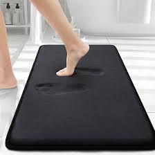  Memory Foam Bath Mat 30x20, Extra Soft and Absorbent Bathroom Mats, Non Slip Washable Carpet for Floor, Shower and Tub, Black