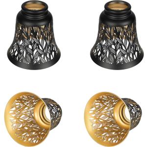 Ceiling Fan Light Covers, 4 Pack Pendant Light Shade Replacement with 1-5/8" Fitter, ALUCSET 4.5" Height and 4-3/4" Diameter, Metal Bell Shaped Cover for Chandelier Pendant Light Wall Sconces Series