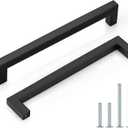 Probrico 30 Pack Black Square Bar Cabinet Pulls Drawer Dresser Handles Stainless Steel Modern Hardware for Kitchen Bathroom Cabinets Cupboard, Hole Center 7-9/16 inch Desk Wardrobe Door Pulls