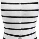 GORGLITTER Women's Sleeveless Striped Sweater Vest Dressy Button Down Knit Business Casual Cardigan (S)