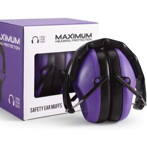 Pro For Sho 34dB NRR Hearing Protection Ear Muffs - Highest NRR in Compact Design, Ear Protection for Shooting, Mowing, Work (Standard, Purple)