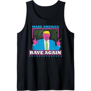 Make America Rave Again Funny DJ EDM Electro Festival Tank Top (Small, Black)
