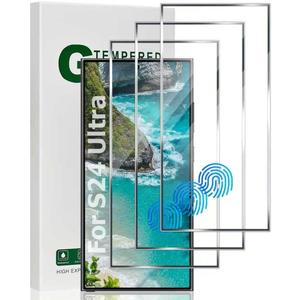 [3Pack] Screen Protector For Samsung Galaxy S24 Ultra 5G [Tempered Glass] [Japan Glass with 9H Hardness] Fingerprint unlock with installation frame HD clear Screen Protector