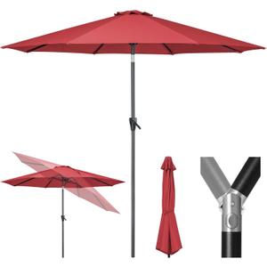 Tempera Patio Market Outdoor Table Umbrella with Push Button Tilt and Crank, Large Sun Umbrella with Sturdy Pole & Fade Resistant Canopy, Easy to Set