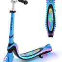 Tonbux Scooter for Kids with Light-Up Wheels & Deck, Adjustable Heights 2 Wheel Kids Scooters for Kids 5-7, Toddler Scooters with 4 Lighting Modes Deck (Black+Blue)