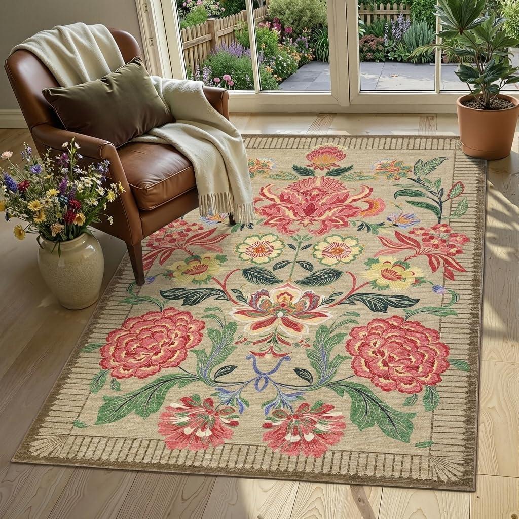 GarveeHome Washable Area Rugs 3' x 5' (Rectangular), Camel