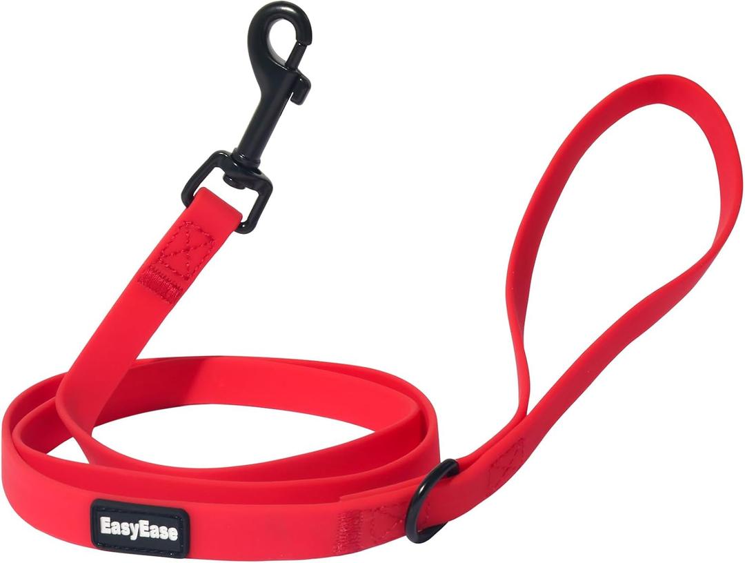 Dog Leash with Electroplated Black Hardware, Lightweight Dog Leash Easy to Clean, 4FT Red Waterproof Dog Leash Coated with Durable and Odor Free Material for Small and Medium Dogs