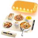 Coanto Food Warming Mat, Electric Warming Tray for Buffets & Parties, Silicone Heating Mat with 7 Temperature Settings, Roll-Up Storage, 17.91"x12.8", Beige