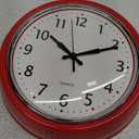 Bernhard Products Retro Wall Clock 9.5 Inch Red Kitchen 50's Vintage Design Round Silent Non Ticking Battery Operated Quality Quartz Clock (Candy Apple Red)