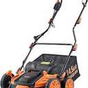 16-Inch 15.5 Amp 2-in-1 Electric Dethatcher and Scarifier with 14.5-Gallon Removable Thatch Collection Bag, Lawn Dethatcher with 5-Position Depth Adjustment, Quick-Fold, Keeps Lawn Healthy (
Orange
)