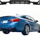 Rear Diffuser Compatible with 2014-2020 BMW 4 Series F32 F33 F36 M-Performance Style Matte Black Rear Bumper Lower Lip Diffuser Double Exhaust One Outlet