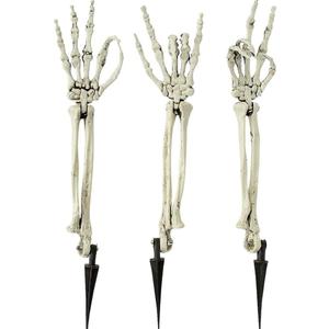 Fun Express Skeleton Hands Halloween Yard Decorations - 3 Pack Groundbreaker Skeleton Arms 20" for Outdoor Graveyard Cemetery Decor | Realistic Lawn Stakes for Spooky Garden Display