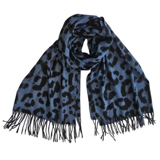 Women’s wrap Neck Accessory Navy Blue Animal Skin