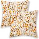 BETGINY Burnt Orange Fall Pillow Covers 16x16 Inch 2 Pcs, Colorful Leaves Decorative Throw Pillows, Plant Flower Floral Autumn Seasonal Outdoor Decor Pillowcase Linen Cushion Cover for Couch Sofa
