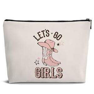 Western Leather Makeup Bag Cowgirl Boots Cosmetic Bags,Cowgirl Gifts Boots Makeup Pouch Zipper