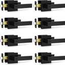 Plustool 8 Pack Matte Black Door Handles Interior, Keyless Interior Door Knobs, Privacy Door Locks for Bedroom Bathroom, Heavy Duty Square Door Lever Locksets, Reversible for Left&Right Handled Doors