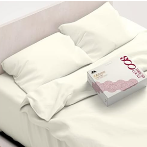Mayfair Linen 800 Thread Count Egyptian Quality 100% Pure Cotton Sheets, Ivory Split King Size Sheet Set, Long Staple Cotton, Sateen Weave for Soft Feel, Fits Mattress Upto 18'' DEEP Pocket Mayfair Linen 800 Thread Count Egyptian Quality 100% Pure Cotton Sheets, Ivory Split King Size Sheet Set, Long Staple Cotton, Sateen Weave for Soft Feel, Fits Mattress Upto 18'' DEEP Pocket