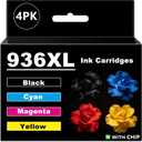 Double D 936e Ink Cartridges Compatible with HP 936 936e Ink Cartridge Combo 4-Pack for OfficeJet Pro 9110b, 9125e, 9128e, 9130b, 9135e; OfficeJet Pro Wide Format 9730e (BK/C/M/Y)