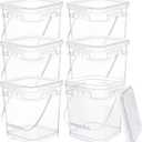Domensi 6 Pcs Clear Square Bucket with Lid Food Ice Cream Plastic Buckets with Handle Reusable Freezer Containers Industrial Pails for Paint Storage for Kitchen Home(1.5 Gallon) (EXP 12/31/26)