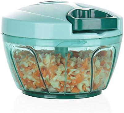 Ourokhome Manual Food Processor Vegetable Chopper, Portable Hand Pull String Garlic Mincer Onion Cutter for Veggies, Ginger, Fruits, Nuts, Herbs, etc., 500ml, Blue
