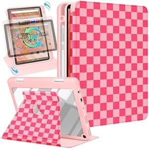 Kidcube for Kindle Fire HD 10/ 10 Plus Tablet Case - 13th/ 11th Generation (2023/ 2021) 10.1" Women Girls Cute Girly Kawaii Design Rotating Stand Pencil Holder Folio Cases for Amazon Fire HD 10/ 10 Plus