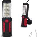 Rechargeable Work Light Portable LED Multi-use Magnetic Flashlight with Hanging Hook, Waterproof Work Flashlight for Car Repair Household Blackout and Emergency(Red)
