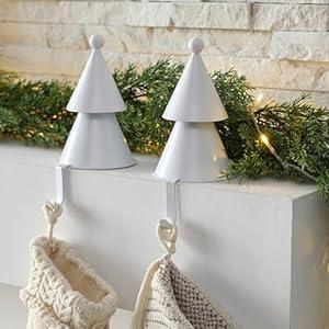 2 Pcs Gold Metal Christmas Stocking Holders for Mantle Neutral Christmas Tree Stocking Holder for Fireplace Mantle Xmas Decorations Indoor Holiday Decor