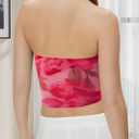 qdl Floral Tie Dye Tube Top Women Y2k Strapless Tops Ruched Sleeveless Strapless Crop Tank (Pink, L)
