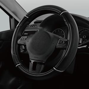 Road Comforts Leather Steering Wheel Cover - Made with PVC Leather - Anti-Slip, Universal Fit 14 1/2 inches to 15 inches - Black