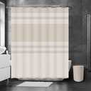 Britimes Bathroom Accessories Sets, Boho Shower Curtain Set with Trash Can, Soap Dispenser, Toilet Brush Holder, Toothbrush Holder and Toothbrush Cup for Bathroom Decor (Beige)