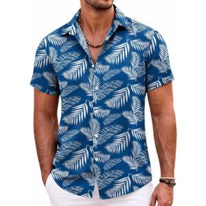 COOFANDY Mens Hawaiian Shirts Short Sleeve Casual Button Down Beach Vacation Summer Shirt (XXXL)