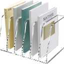 SANRUI Acrylic Desk File Organizer, 6 Vertical Compartments Clear Magazine File Holder Workspace Sorters, Folder Rack for Office Accessories Organization Storage