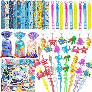 110Pcs Under the Sea Party Favors, Ocean Party Favors, Cute Sea Animal Party Supplies, Ocean Themed Gifts Pinata for Birthday Party Ocean Themed Classroom Rewards