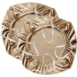 Yikko Velvet Chair Seat Cusion Covers for 14.96-18.89 Inch Office Computer Chair Covers, with Straps Washable Slipcovers Protector, Home, Dining Room Bar Wedding Party Decor (Khaki, 2)