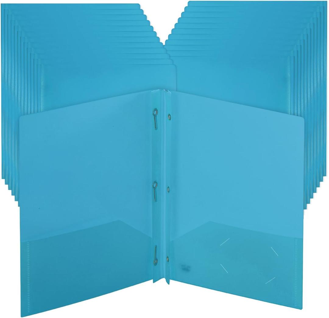 Mr. Pen- Plastic Folders with Pockets and Prongs, 24 Pack, Letter Size | Flexible Plastic Folders with Prongs