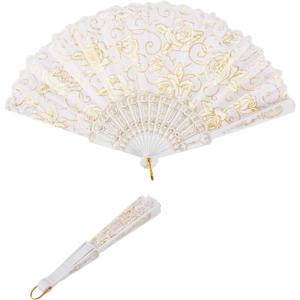 Umbrella Cotton Vintage Bridal Lace & Floral Folding Hand Fans
