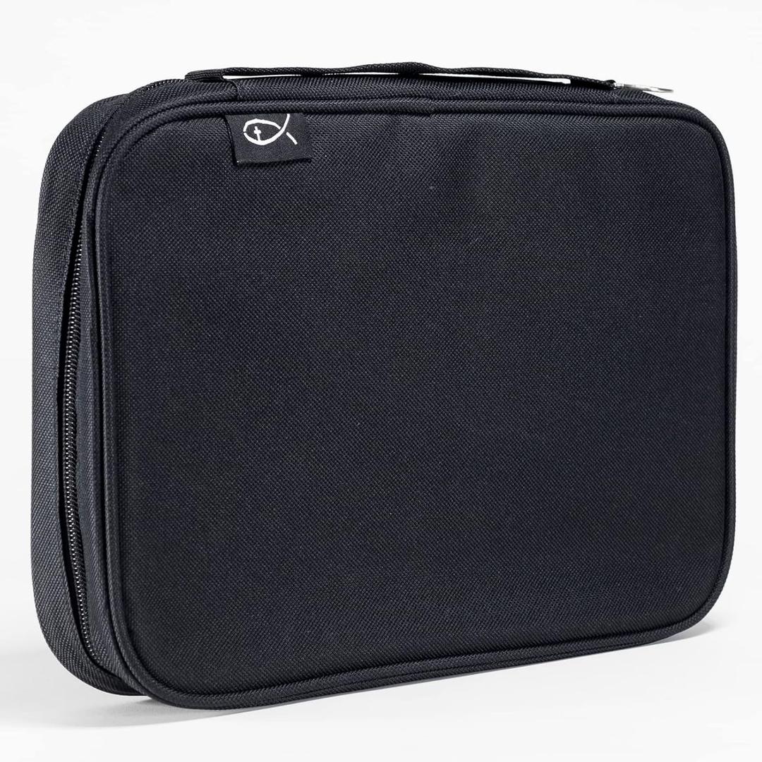Divinity Boutique Canvas Bible Case - Black Bible Cover for Men and Women - Fabric Zippered Bag with Pockets for Compact, X-Large and XX-Large Books (XXL)