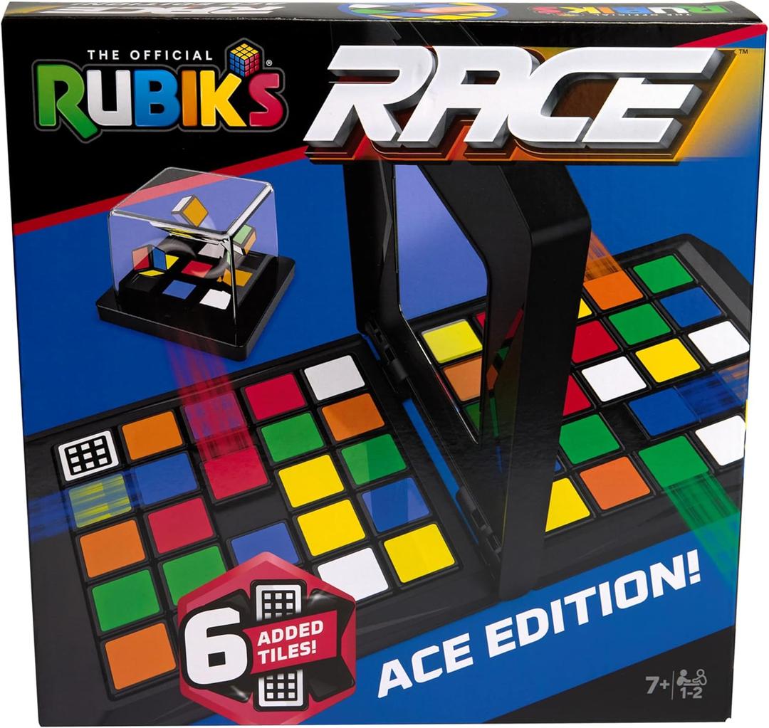 Rubiks Cube, Rubik's Race, Ace Edition, Classic Fast-Paced Puzzle Strategy Sequence Board Game, Problem-Solving Brain Teaser, Color-Matching Game, 2 Players, for Adults, Teens, Kids Ages 7 & Up