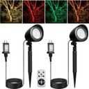 SURAIELEC Christmas Spotlight Outdoor, Remote Control LED Spotlights with Timer, Plug in Yard Spotlight for Trees, Garden Holiday Decor, Red Green Yellow Warm Glow, Waterproof, 10FT Cord, 2 Pack