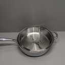 E-far 12 Inch Deep Frying Pan with Lid, 6 Quart Tri-Ply Stainless Steel Saute Pan, Kitchen Skillet, Healthy Non-toxic Cooking Pan for Induction Ceramic Gas Stoves, Heavy Duty, Oven & Dishwasher Safe