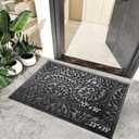 Bulijojo Front Door Mat Entrance,Durable Heavy Duty Welcome Mat,Thick Absorbent Natural Rubber Non Slip Mat,Sturdy Entryway Black 23"x35", 1'11" x 2'11"